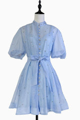 Caroline Floral Print Mini Dress - TEVQA