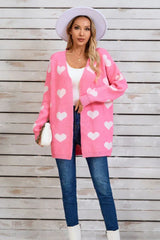 Heart Print Knit Cardigan - View 7 | TEVQA