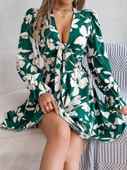 Floral Tie-Front Mini Dress - View 12 | TEVQA
