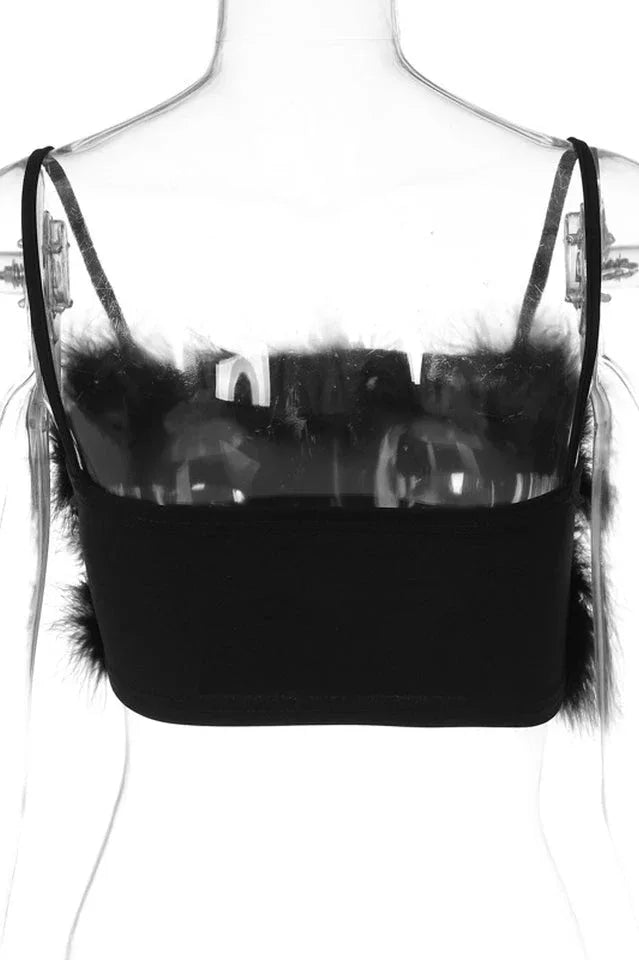 Fuzzy Feather Crop Top - View 19 | TEVQA