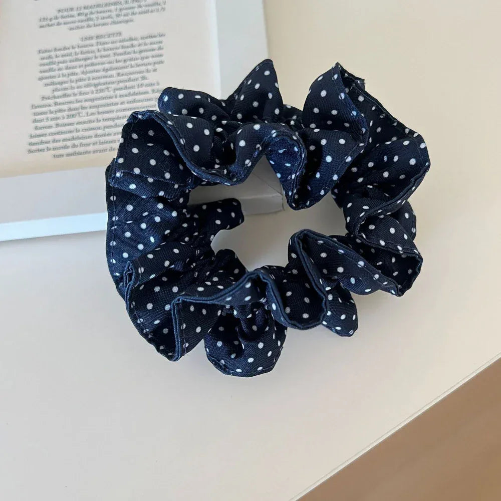 Classic Style Scrunchie in denim and polka dot patterns - View 6 | TEVQA