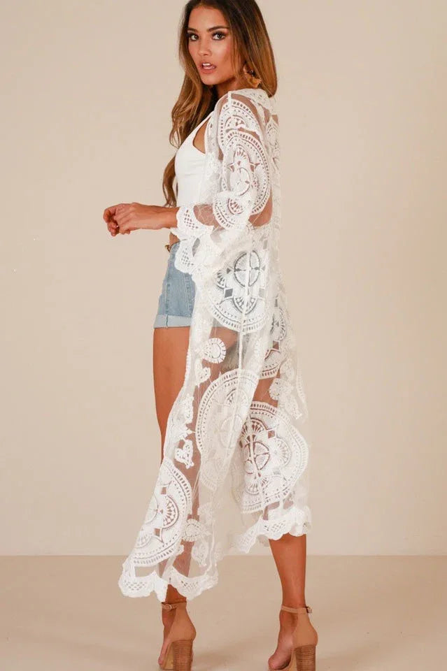 White Beach Cover Up Dress - TEVQA
