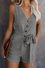 Front Tie Knot Solid Romper | Dress In Beauty