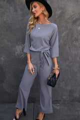 Belted Wide Leg Jumpsuit - View 7 | TEVQA