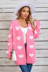 Heart Print Knit Cardigan - View 6 | TEVQA