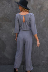Belted Wide Leg Jumpsuit - View 8 | TEVQA