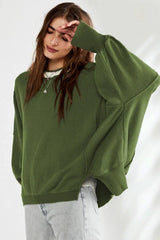 Oversized Contrast Trim Sweatshirt - View 25 | TEVQA