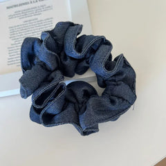 Classic Style Scrunchie in denim and polka dot patterns - View 7 | TEVQA