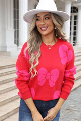 Bow Round Neck Dropped Shoulder Sweater | Dress In Beauty