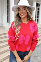 Pink bow knit sweater - View 16 | TEVQA
