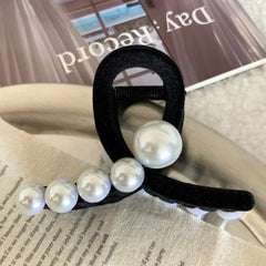 Velvet Pearl Abstract Hair Claw Clip - 3 Inch Loop - TEVQA