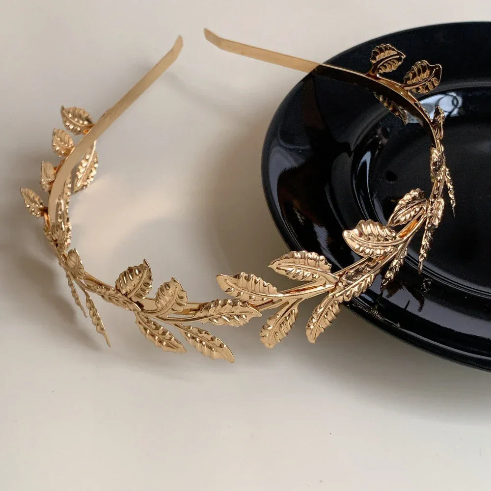 Gold Leaf Headband - Grecian Goddess Laurel Wreath Tiara - TEVQA