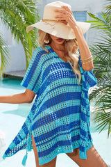 Crocheted V-Neck Beach Cover Up - View 9 | TEVQA