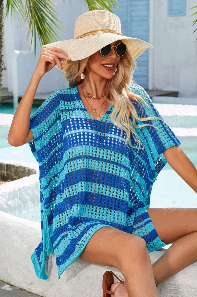Crocheted V-Neck Beach Cover Up - View 10 | TEVQA