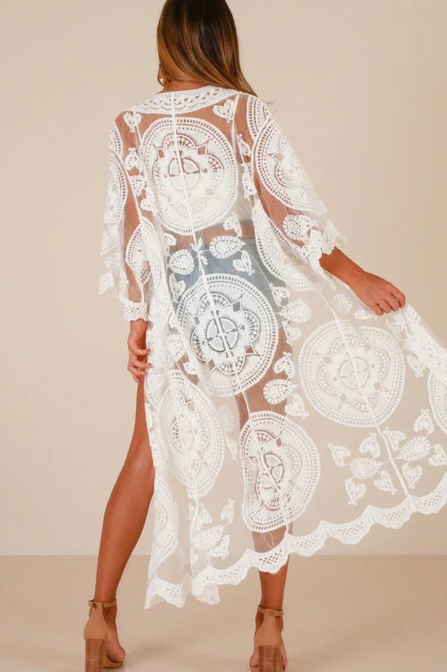 White Beach Cover Up Dress - TEVQA