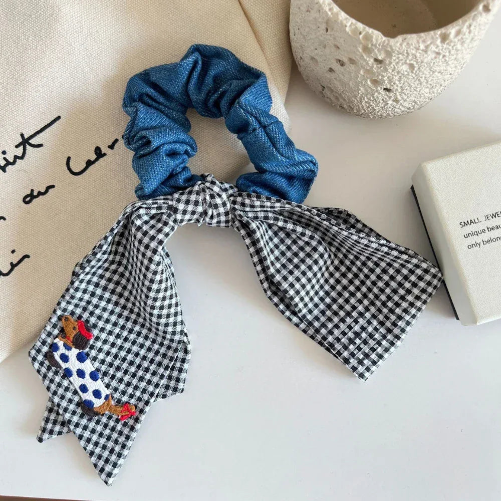 Embroidered Dachshund Scrunchie - View 8 | TEVQA