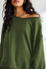 Oversized Contrast Trim Sweatshirt - View 26 | TEVQA
