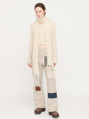 Vanilla Girl Cream Cable Knit Skinny Scarf