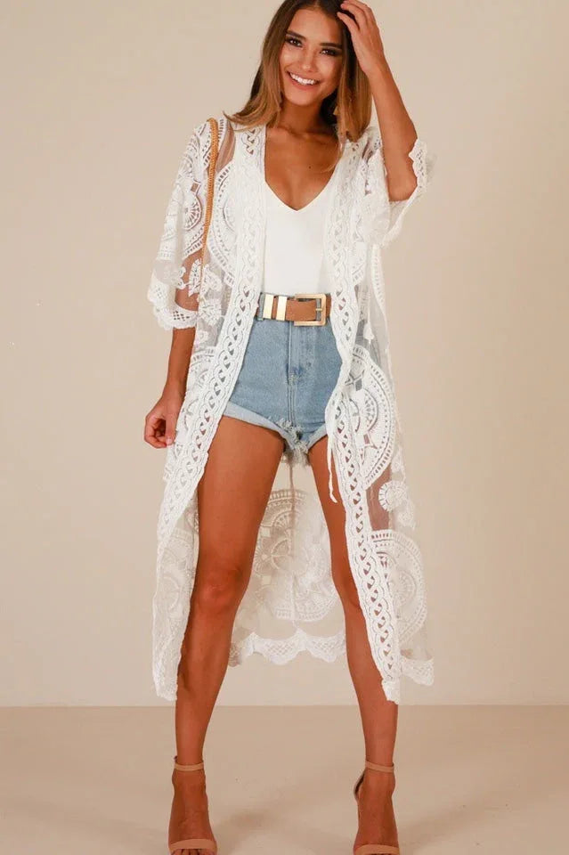 White Beach Cover Up Dress - TEVQA