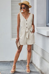 Front Tie Knot Solid Romper | Dress In Beauty