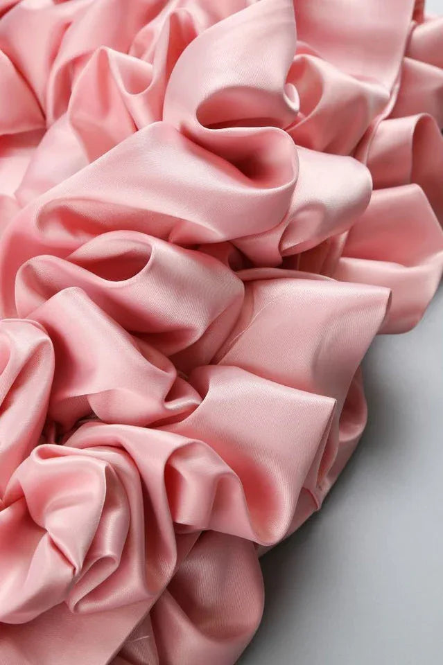 One Shoulder Ruffle Satin Dress - View 19 | TEVQA