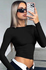 Fitted long sleeve crew neck top - View 20 | TEVQA