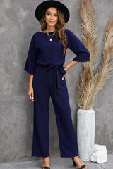 Belted Wide Leg Jumpsuit - View 9 | TEVQA
