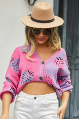 Colorblock Strawberry Cardigan - View 18 | TEVQA