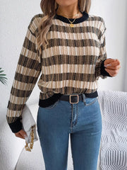 Vintage Lantern Sleeve Knit Sweater - Burgundy - TEVQA