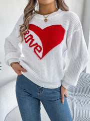 Heart Graphic Knit Sweater - View 9 | TEVQA