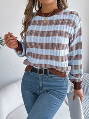 Vintage Lantern Sleeve Knit Sweater - Burgundy - TEVQA