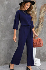 Belted Wide Leg Jumpsuit - View 10 | TEVQA