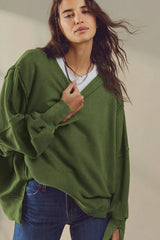 Oversized Contrast Trim Sweatshirt - View 29 | TEVQA