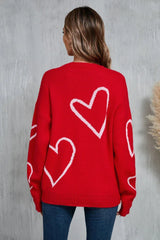 Heart Print Knit Sweater - View 10 | TEVQA