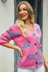 Colorblock Strawberry Cardigan - View 17 | TEVQA