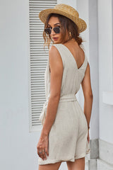 Front Tie Knot Solid Romper | Dress In Beauty