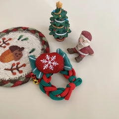 Oversized Plush Christmas Charm Hair Tie - 4.5 Inch Festive Accessory