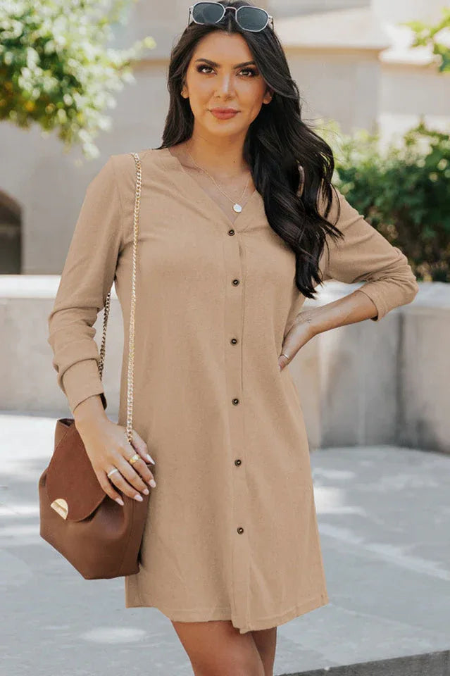 Amaryllis Lightweight Button-Front Long Cardigan - TEVQA