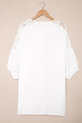 Lace Trim Three-Quarter Sleeve Cover-Up - View 7 | TEVQA