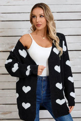 Heart Print Knit Cardigan - View 10 | TEVQA