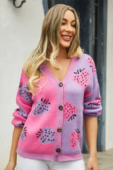 Colorblock Strawberry Cardigan - View 16 | TEVQA