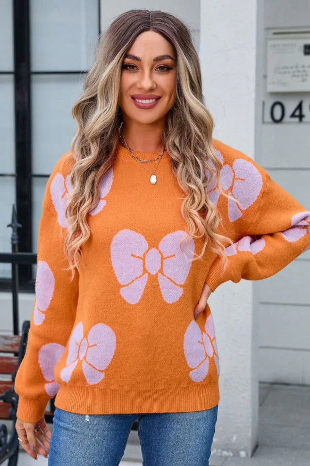 Pink bow knit sweater - View 21 | TEVQA