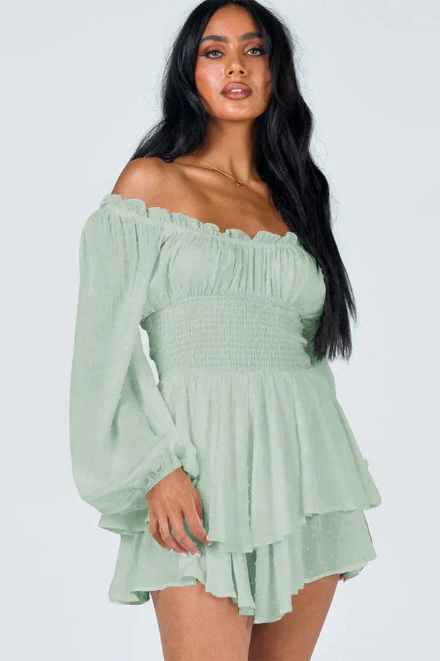 Tiered Swing Skater Romper - TEVQA