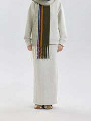 Vintage Striped Wool Blend Scarf - TEVQA