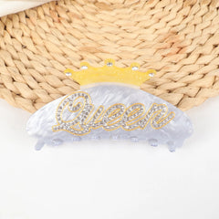 Jeweled "MOM" Crown Acetate Hair Claw (4.1 Inch)