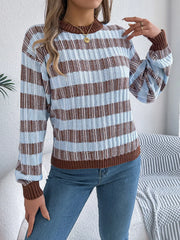 Vintage Lantern Sleeve Knit Sweater - Burgundy - TEVQA