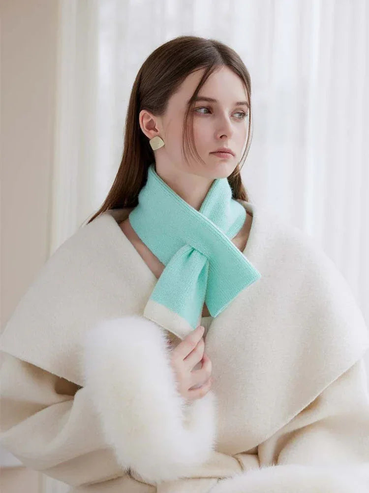 Two-tone knit cross scarf - View 11 | TEVQA