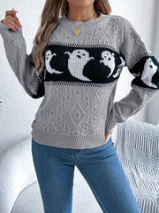Spooky Chic Ghost Cable Knit Sweater
