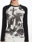 Y2K Grunge Aesthetic Graphic Raglan Tee - TEVQA