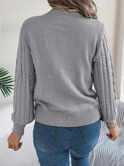 Women's Rust Cable Knit Sweater - TEVQA